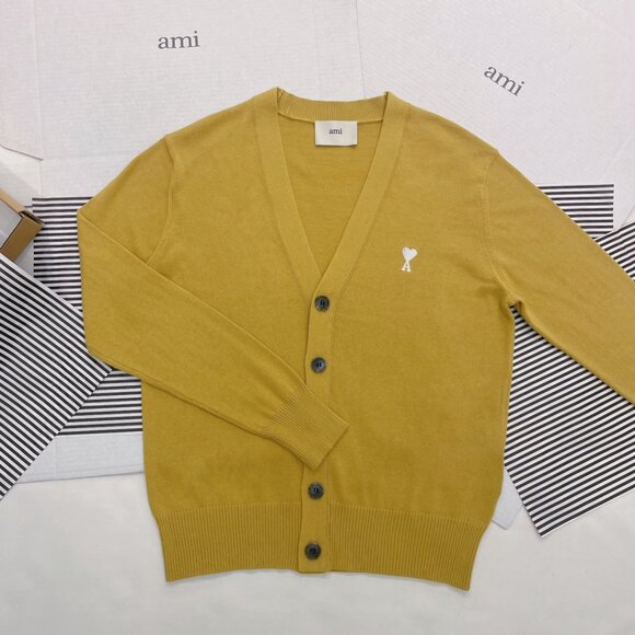 Ami Mustard Yellow Cardigan sweater Unisex - Picture 1 of 6